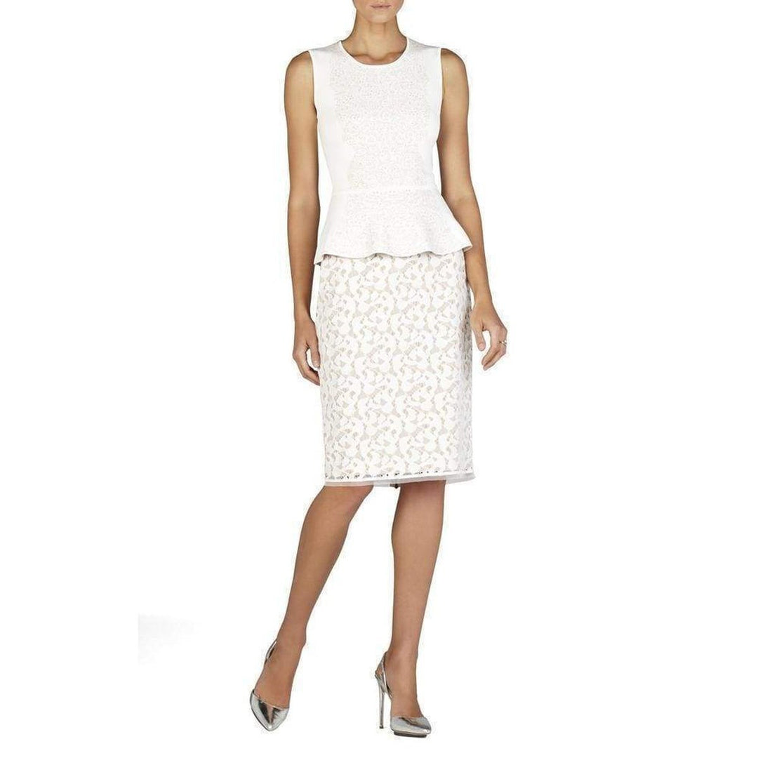 Alonya Pointelle Jacquard Peplum Pullover