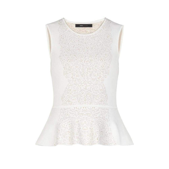 BCBGMAXAZRIA-Alonya Pointelle Jacquard Peplum Pullover - Runway Catalog