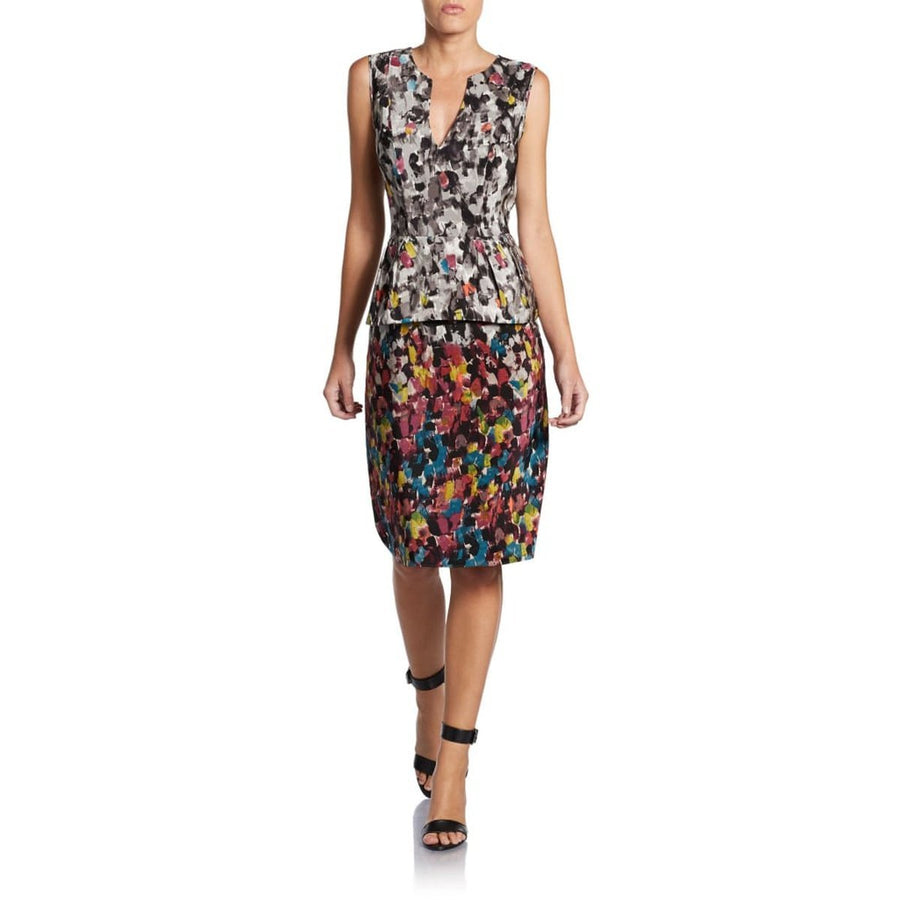 BCBGMAXAZRIA-Amalia Printed Silk V-Neck Dress - Runway Catalog