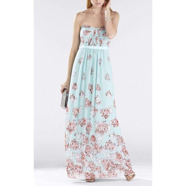 Amber Cascading Strapless Long Gown