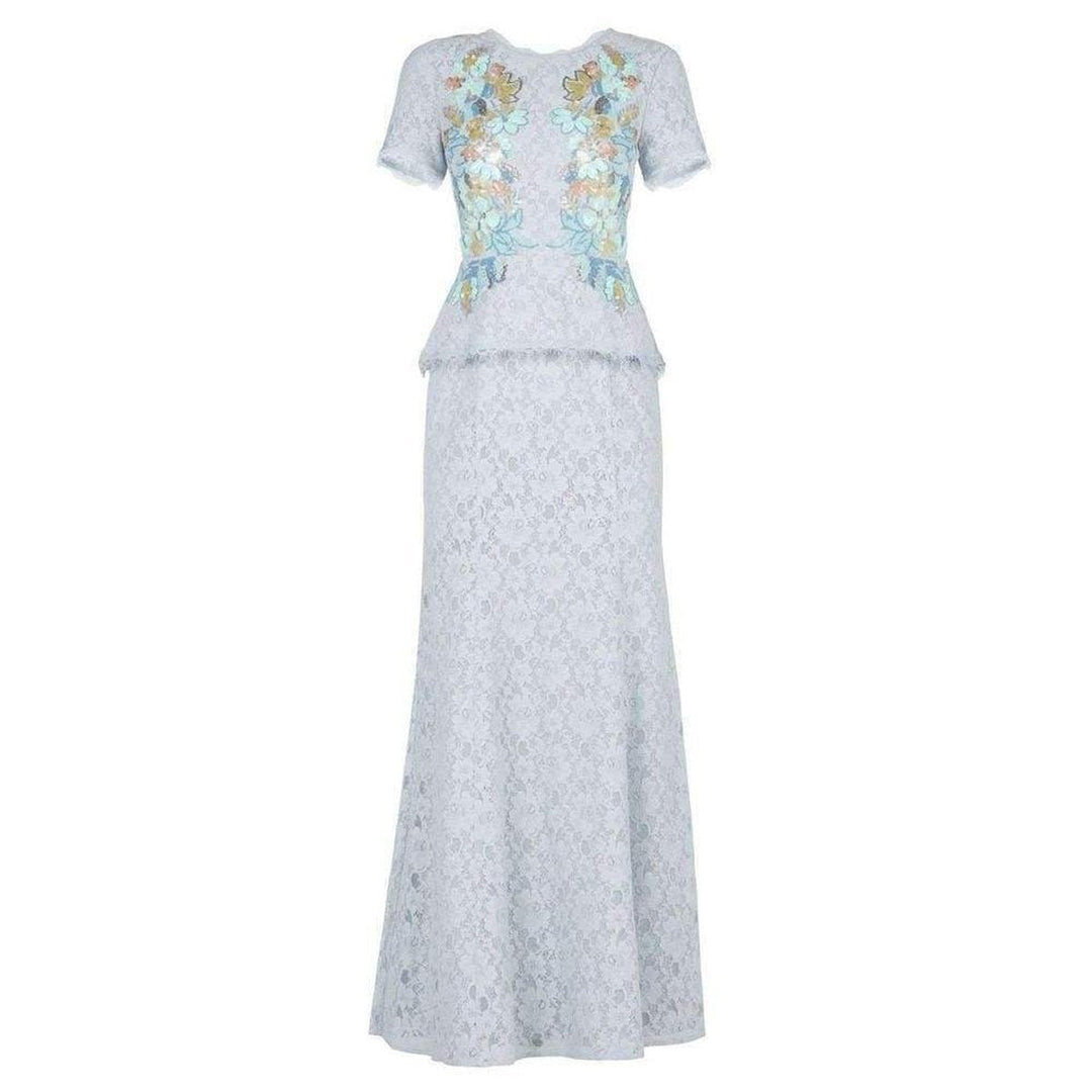 BCBGMAXAZRIA-Anaya Lace Peplum Sequin Detail Gown - Runway Catalog