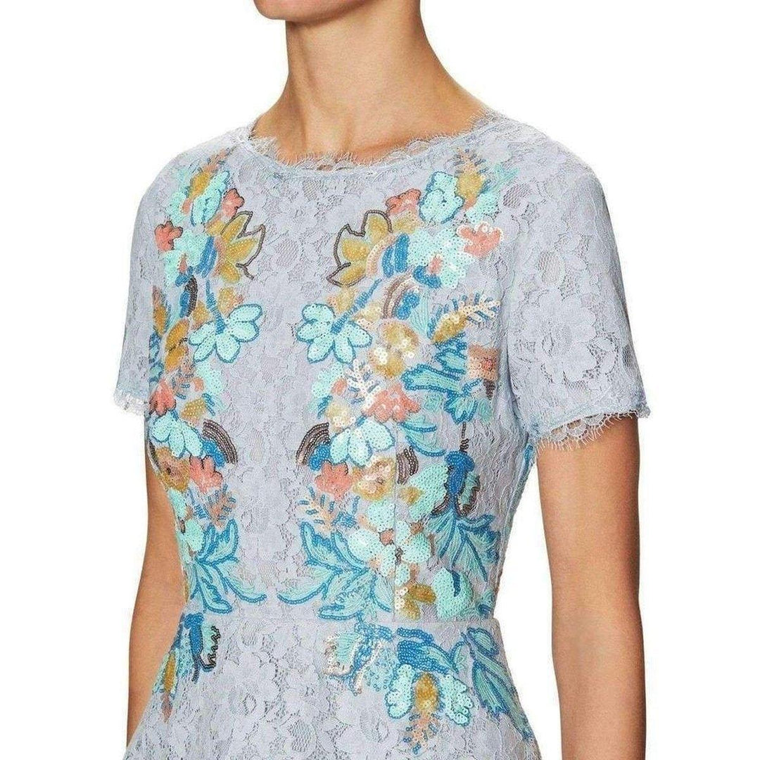 Anaya Lace Peplum Sequin Detail Gown