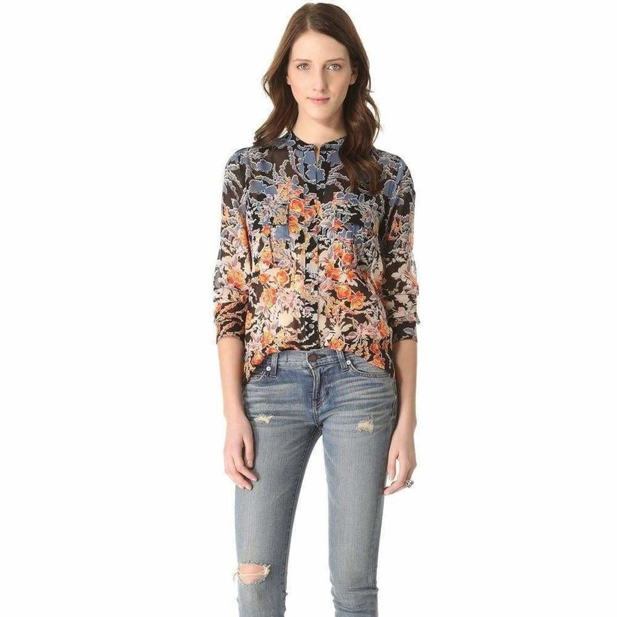 BCBGMAXAZRIA-Anderson Pocket Black Combo Silk Shirt - Runway Catalog