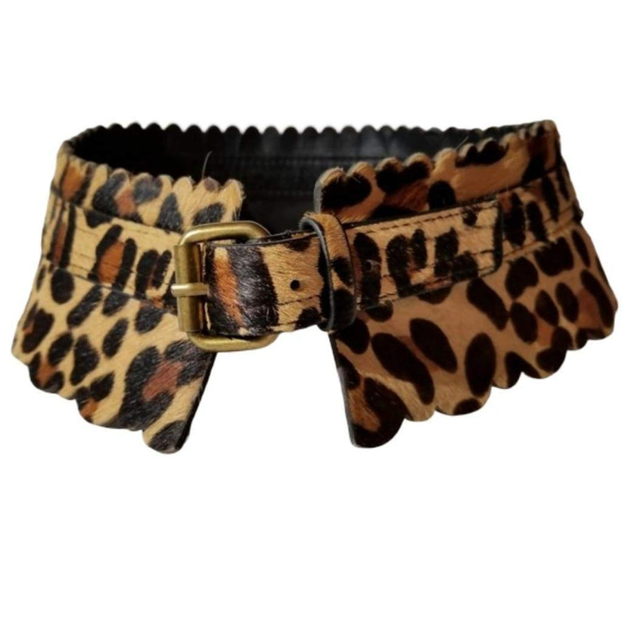 BCBGMAXAZRIA-Animal Print Cut Out Leather Waist Belt - Runway Catalog