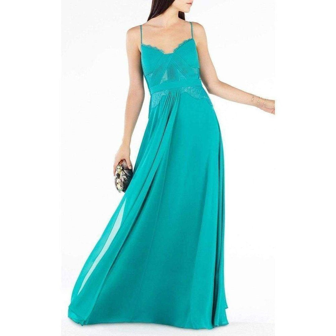 Antonea Lace Trim Pleated Gown