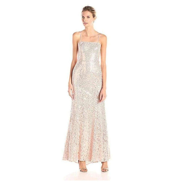 BCBGMAXAZRIA-Applique Chiffon Sequinned Cutout Dress - Runway Catalog
