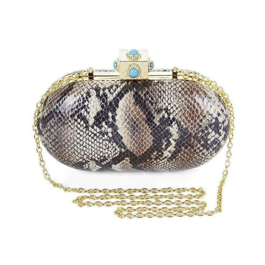 BCBGMAXAZRIA-Ariane Turquoise Stone Tilt Lock Clutch - Runway Catalog