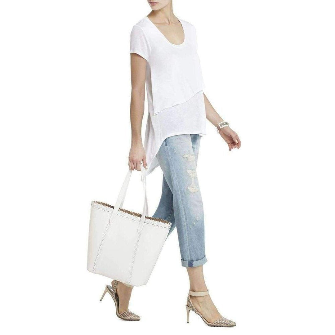White Leather Tote Bag