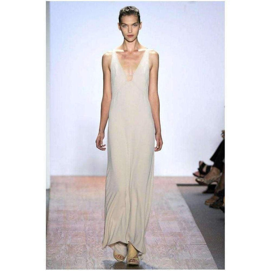BCBGMAXAZRIA-Beige Laser Cut Dress - Runway Catalog
