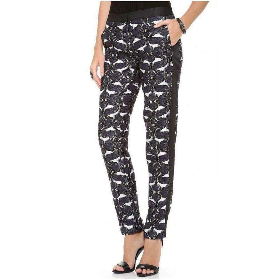 BCBGMAXAZRIA-Beysa Jacquard Navy Combo Trousers Pants - Runway Catalog