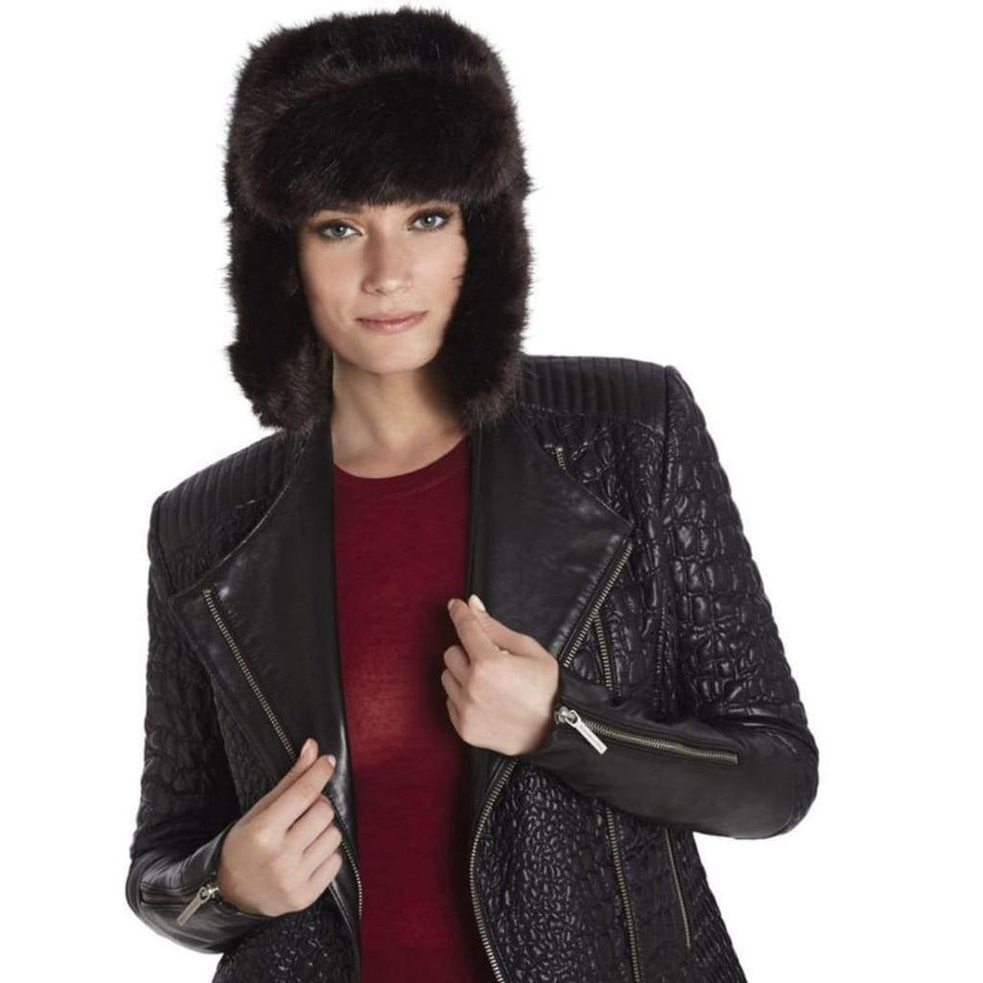 Black Faux-Fur Trapper Hat