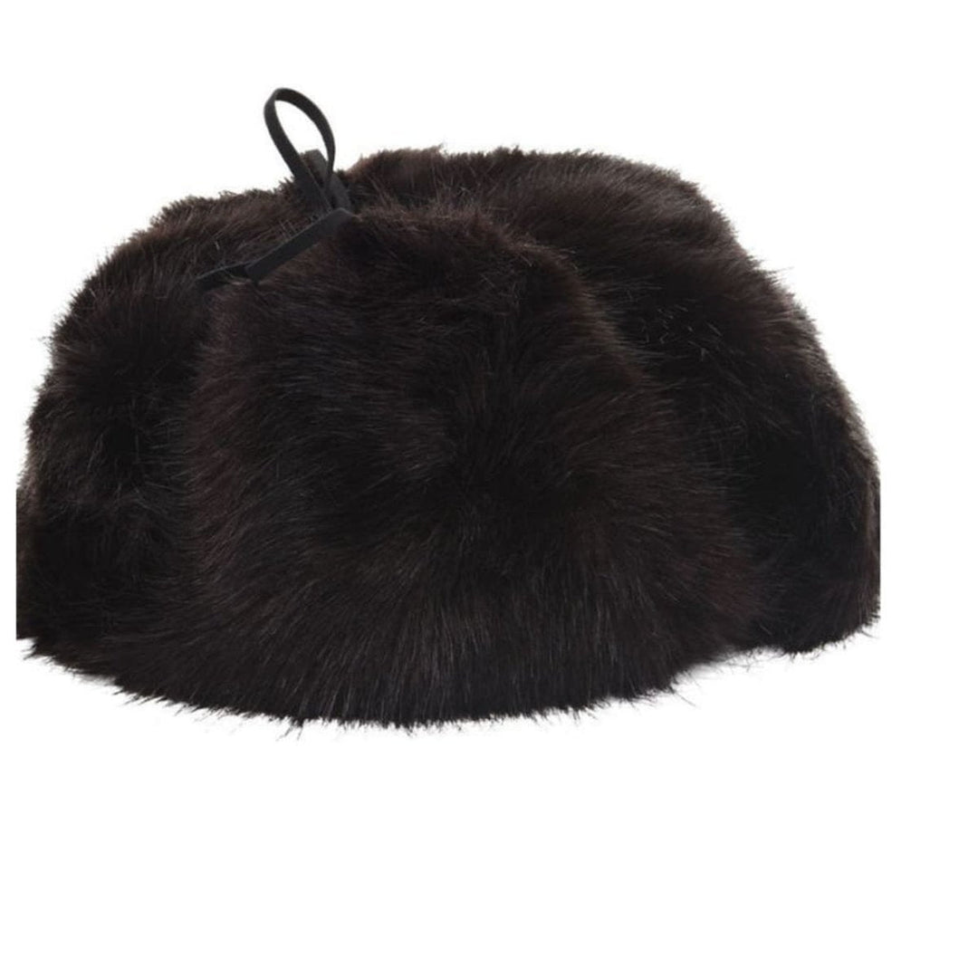 Black Faux-Fur Trapper Hat