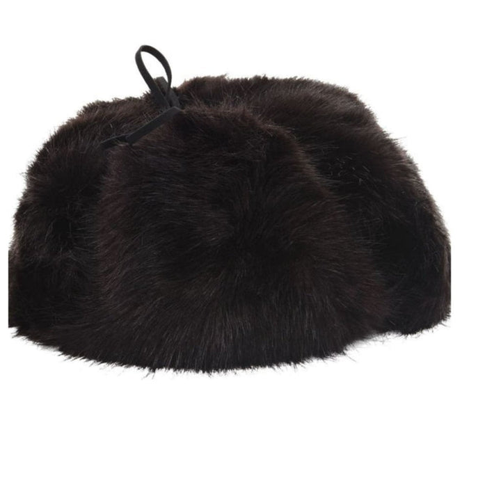 Black Faux-Fur Trapper Hat