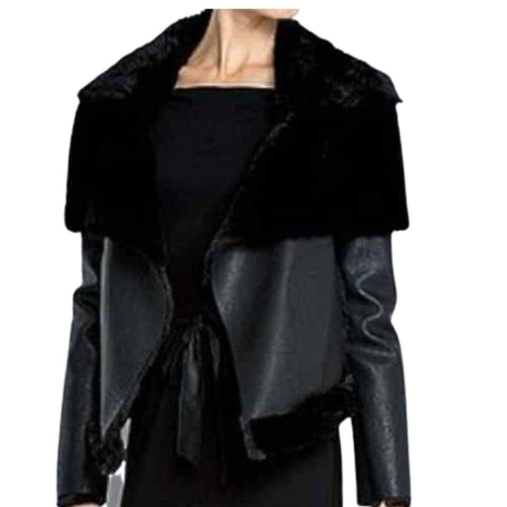 BCBGMAXAZRIA-Black Faux Leather Jacket - Runway Catalog