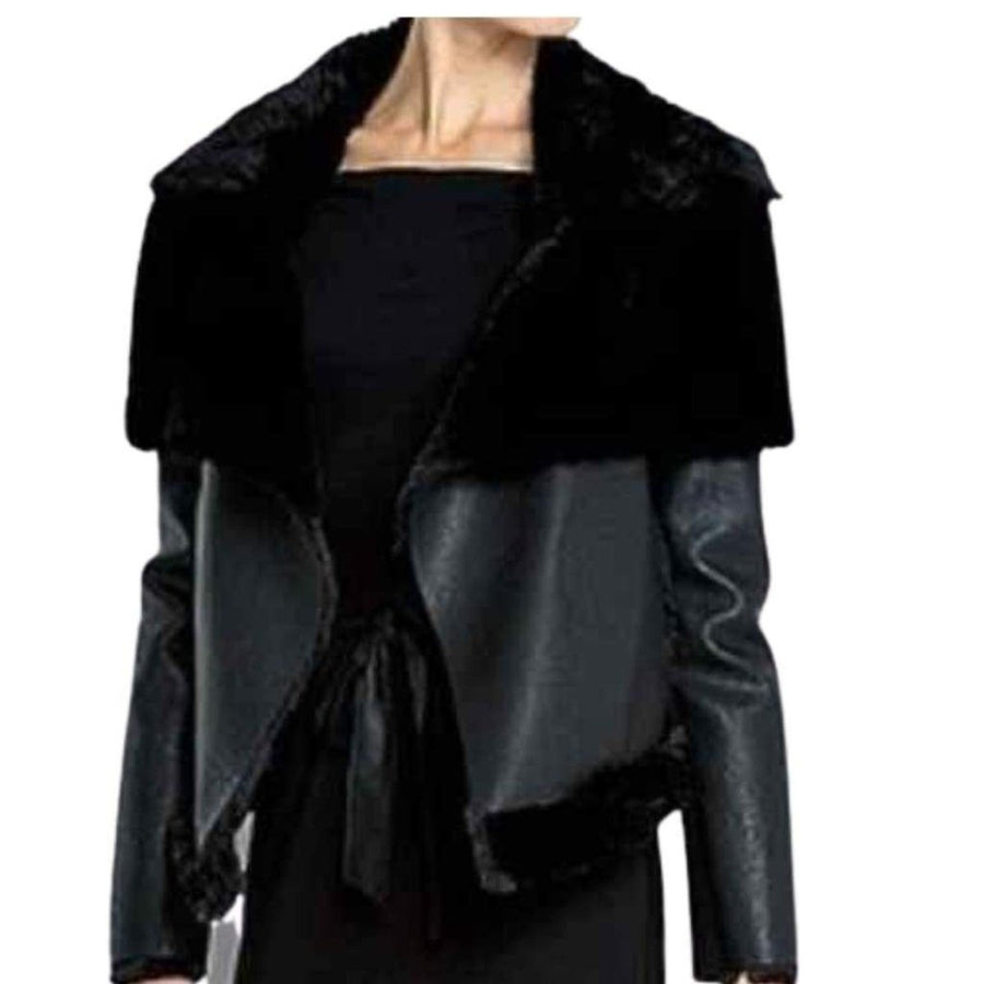 BCBGMAXAZRIA-Black Faux Leather Jacket - Runway Catalog