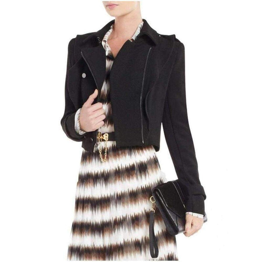 BCBGMAXAZRIA-Black Fay Ruffled Military Jacket - Runway Catalog
