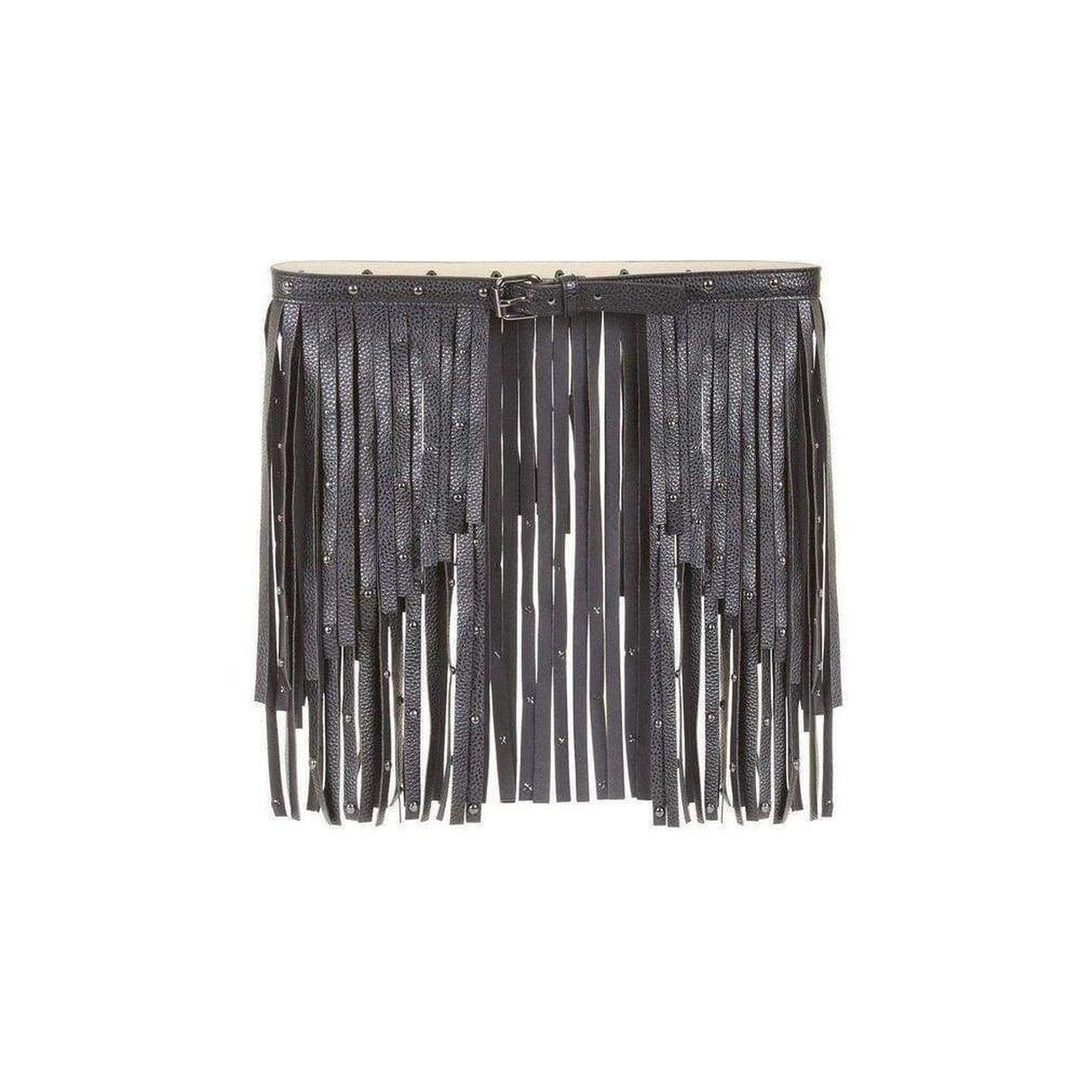 BCBGMAXAZRIA-Black Fringe Studded Belt - Runway Catalog