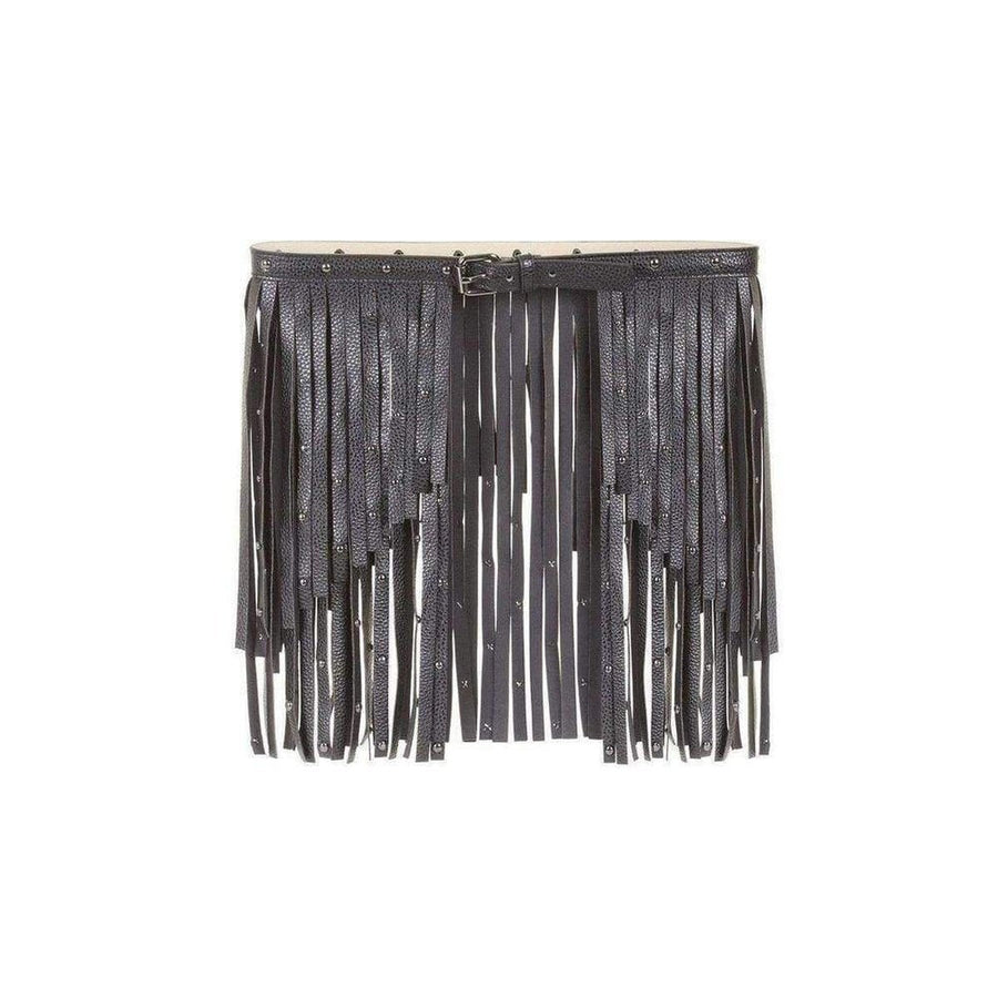 BCBGMAXAZRIA-Black Fringe Studded Belt - Runway Catalog