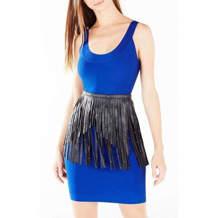 Black Fringe Studded Belt