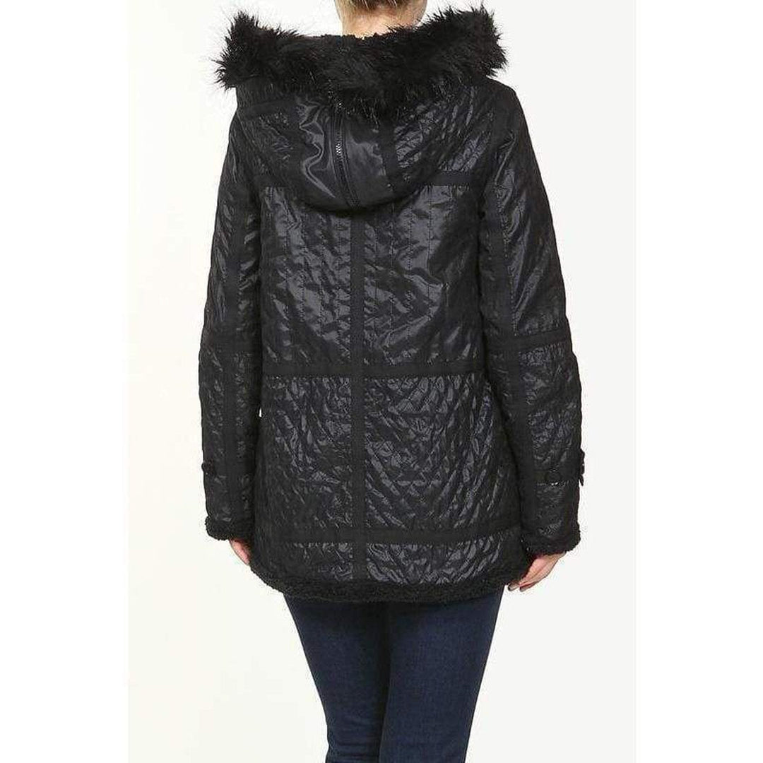 Black Genova Quilted Distressed Coat