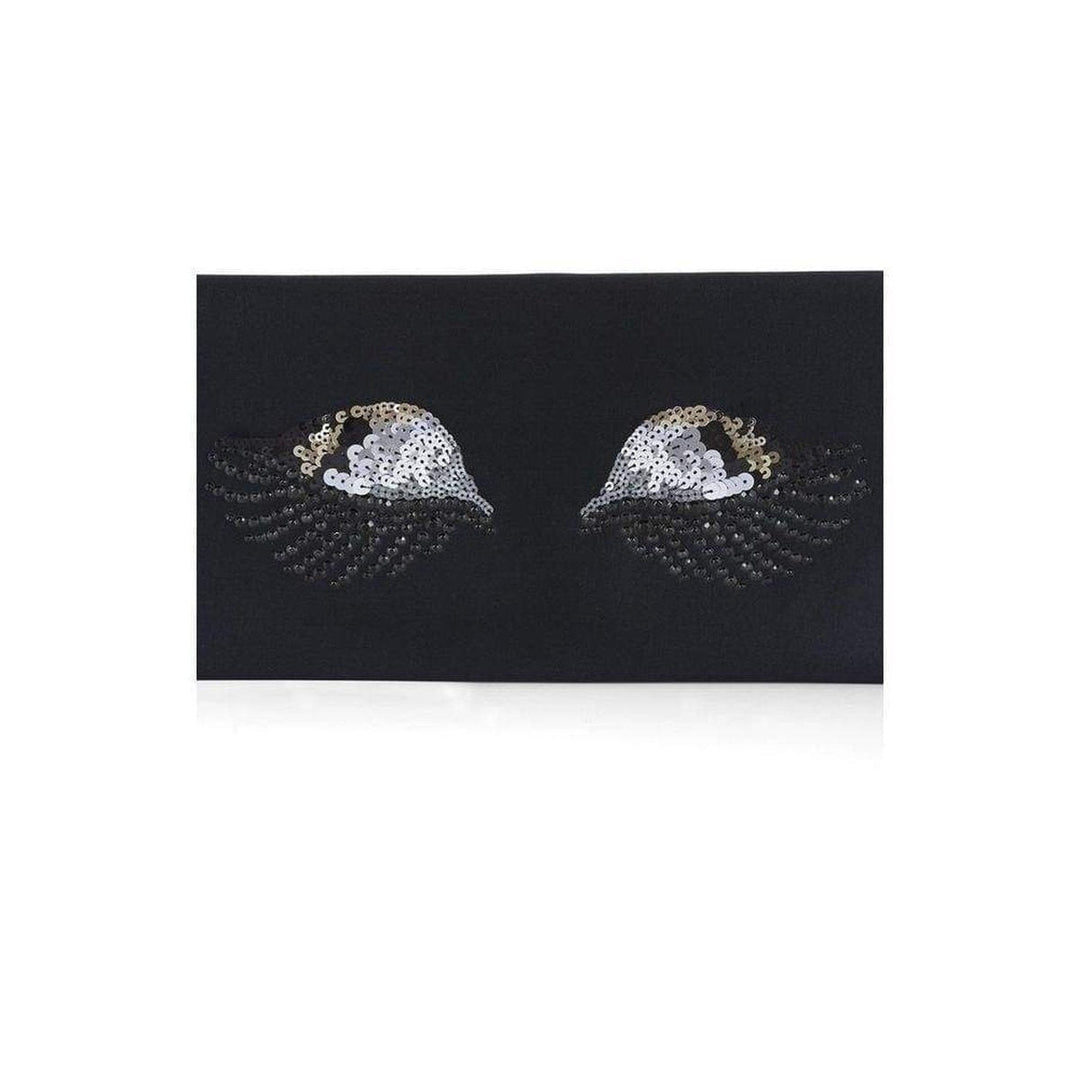 Black Harlow Eye-Embellished Envelope Clutch