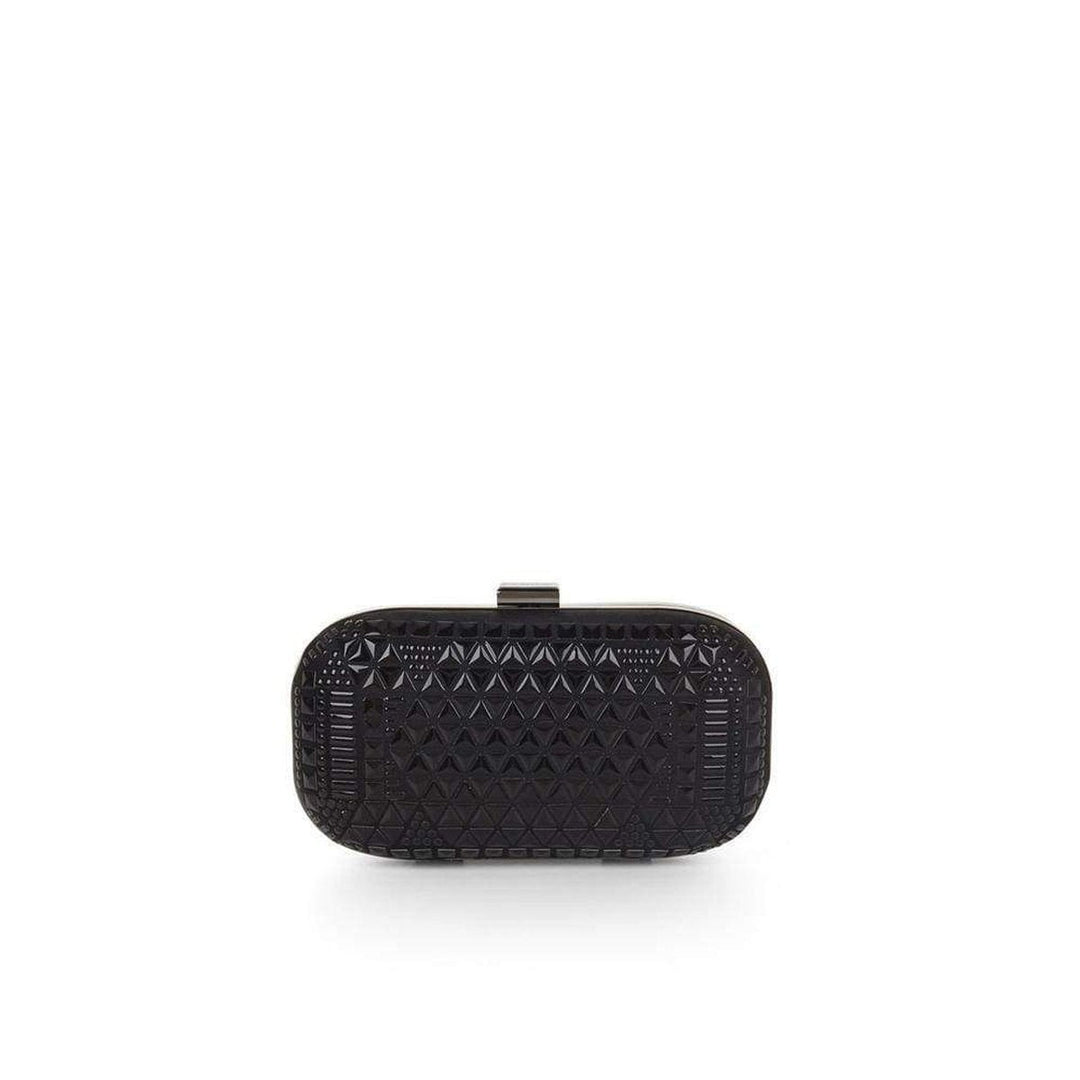 Black Hot-Fix Beaded Minaudière Clutch