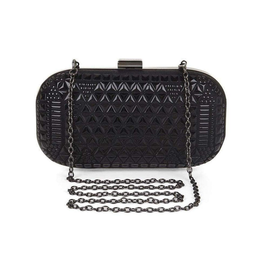 BCBGMAXAZRIA-Black Hot-Fix Beaded Minaudière Clutch - Runway Catalog