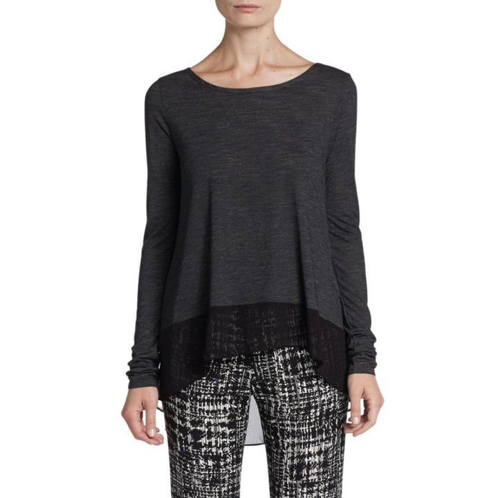 BCBGMAXAZRIA-Black Lane Contrast Hem Top - Runway Catalog