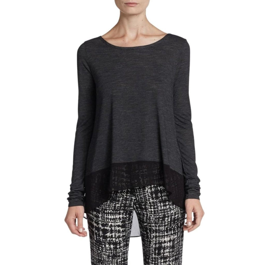 BCBGMAXAZRIA-Black Lane Contrast Hem Top - Runway Catalog