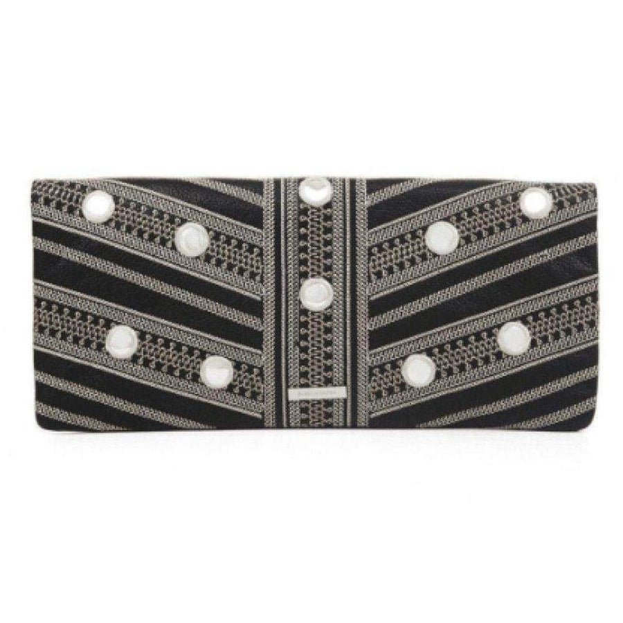 BCBGMAXAZRIA-Black Leather Fold Over Clutch - Runway Catalog