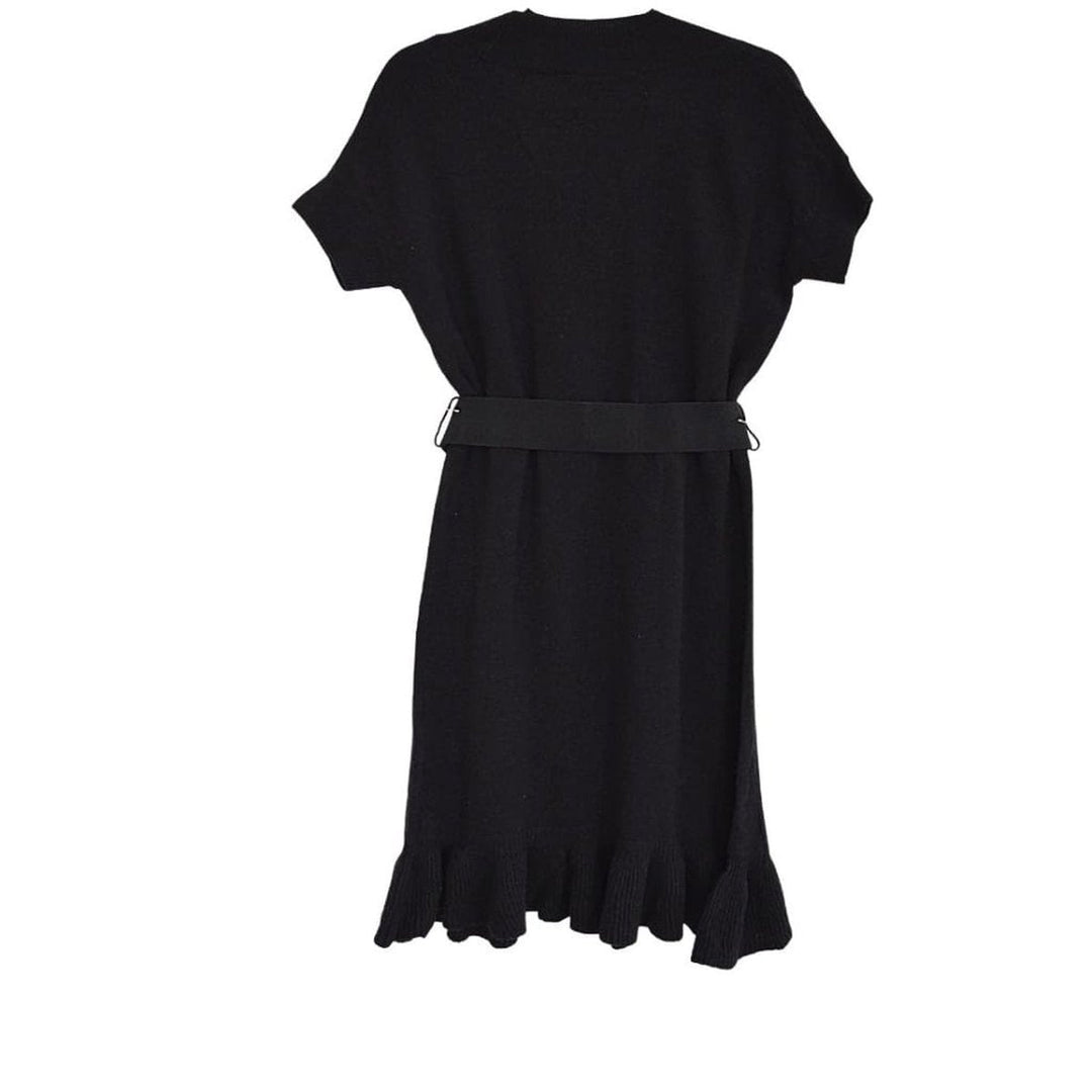 Black Ruffle Cashmere Blend Dress