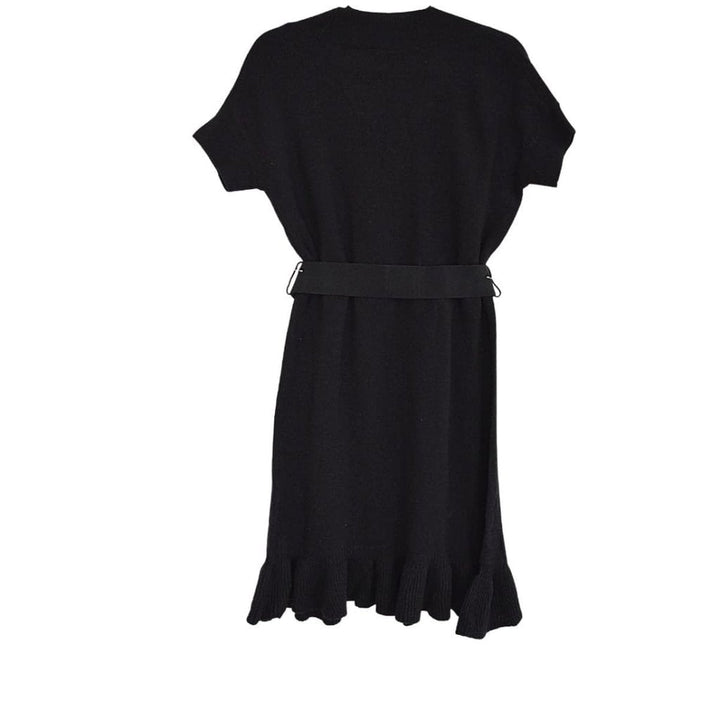 Black Ruffle Cashmere Blend Dress