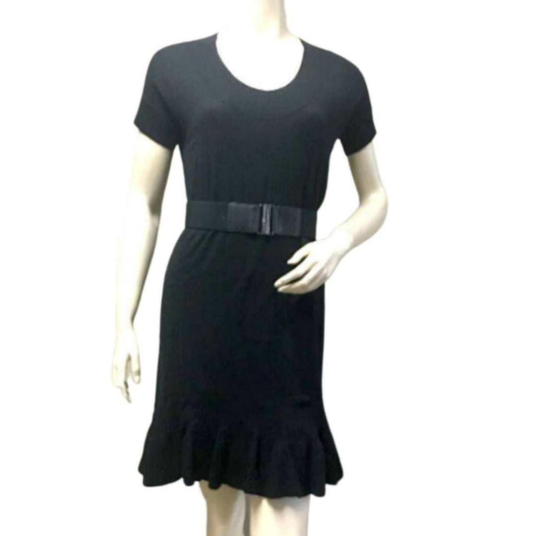 Black Ruffle Cashmere Blend Dress