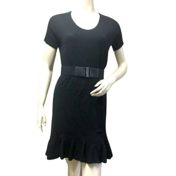 Black Ruffle Cashmere Blend Dress