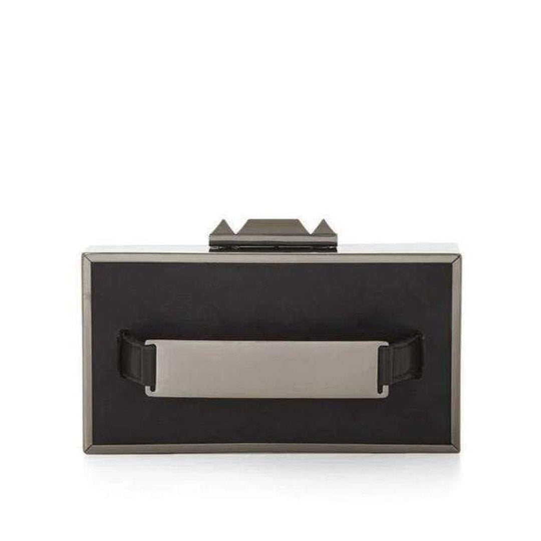 BCBGMAXAZRIA-Black Sadie Box Clutch with Side Handle - Runway Catalog