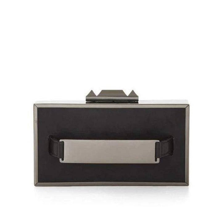BCBGMAXAZRIA-Black Sadie Box Clutch with Side Handle - Runway Catalog