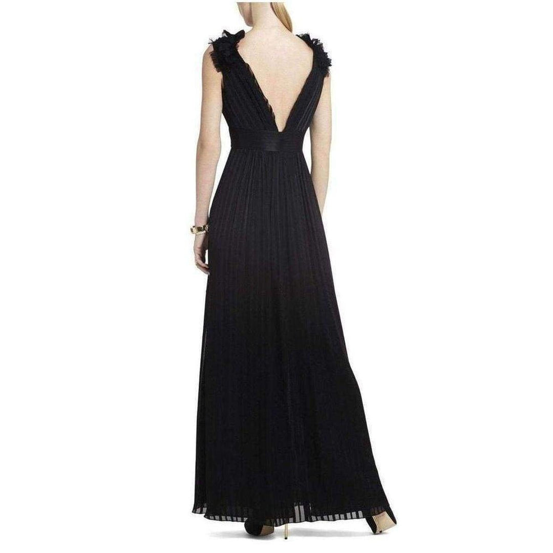 Black Silk Chiffon Torey V-Neck Dress