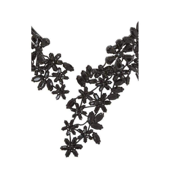 Black Stone Floral Necklace