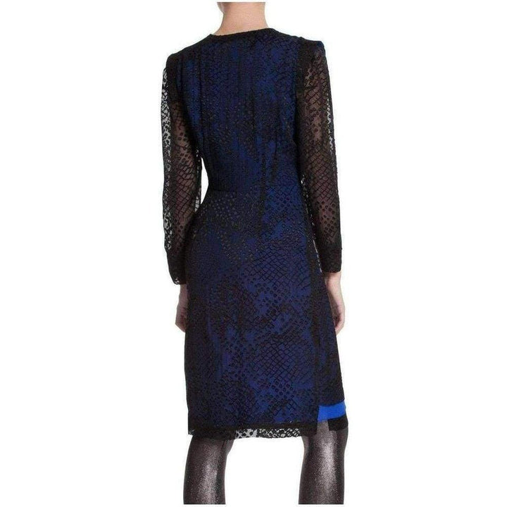Blue Runway Long Sleeve Tired Silk Skirt Dress