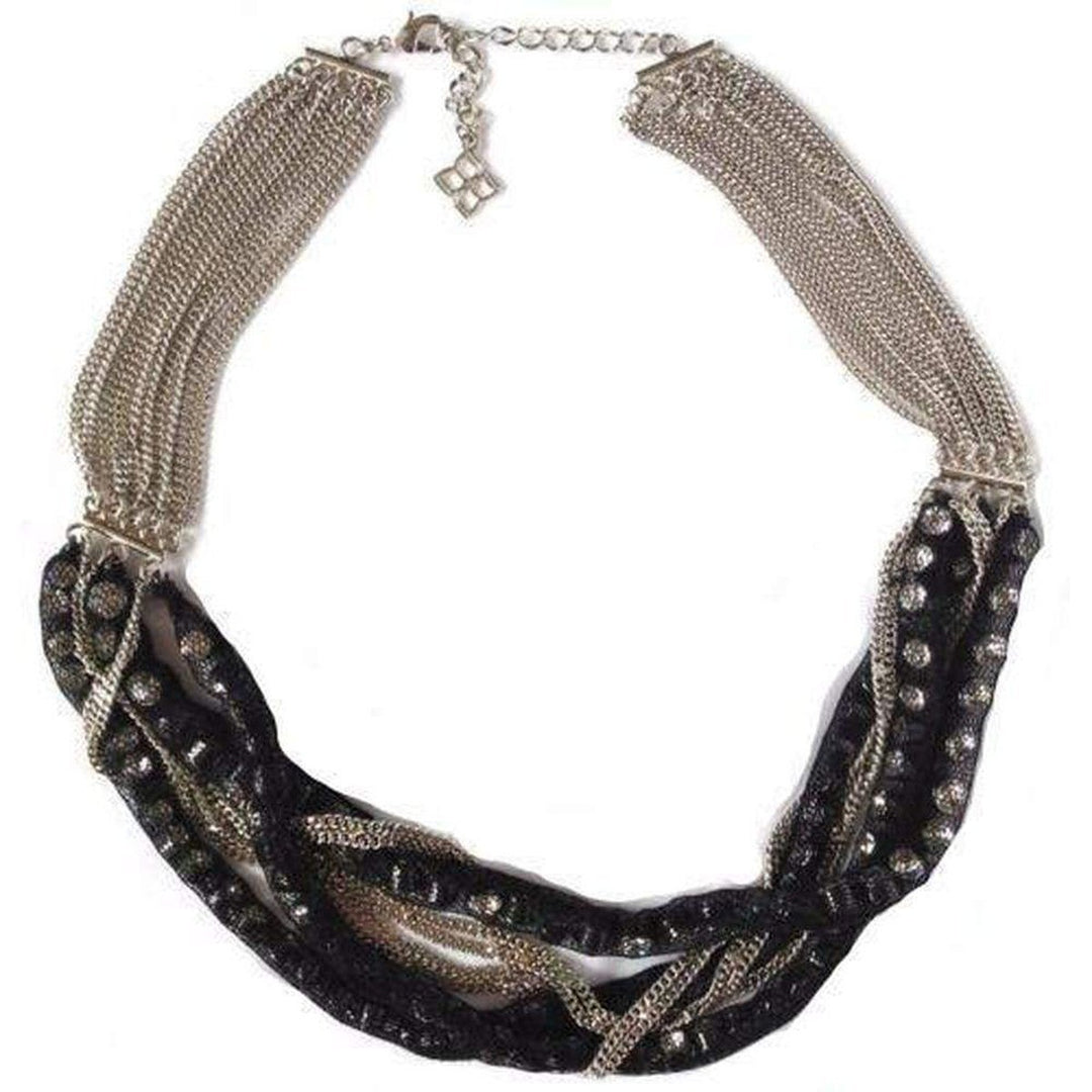Braided Silver Multiple Chain Necklace