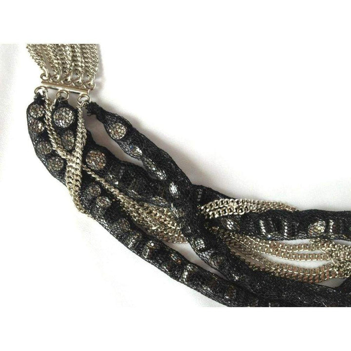 Braided Silver Multiple Chain Necklace