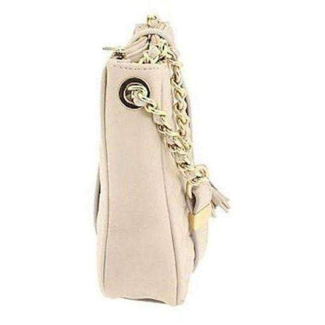 Bridget Beige Quilted Faux Leather Shoulder Bag