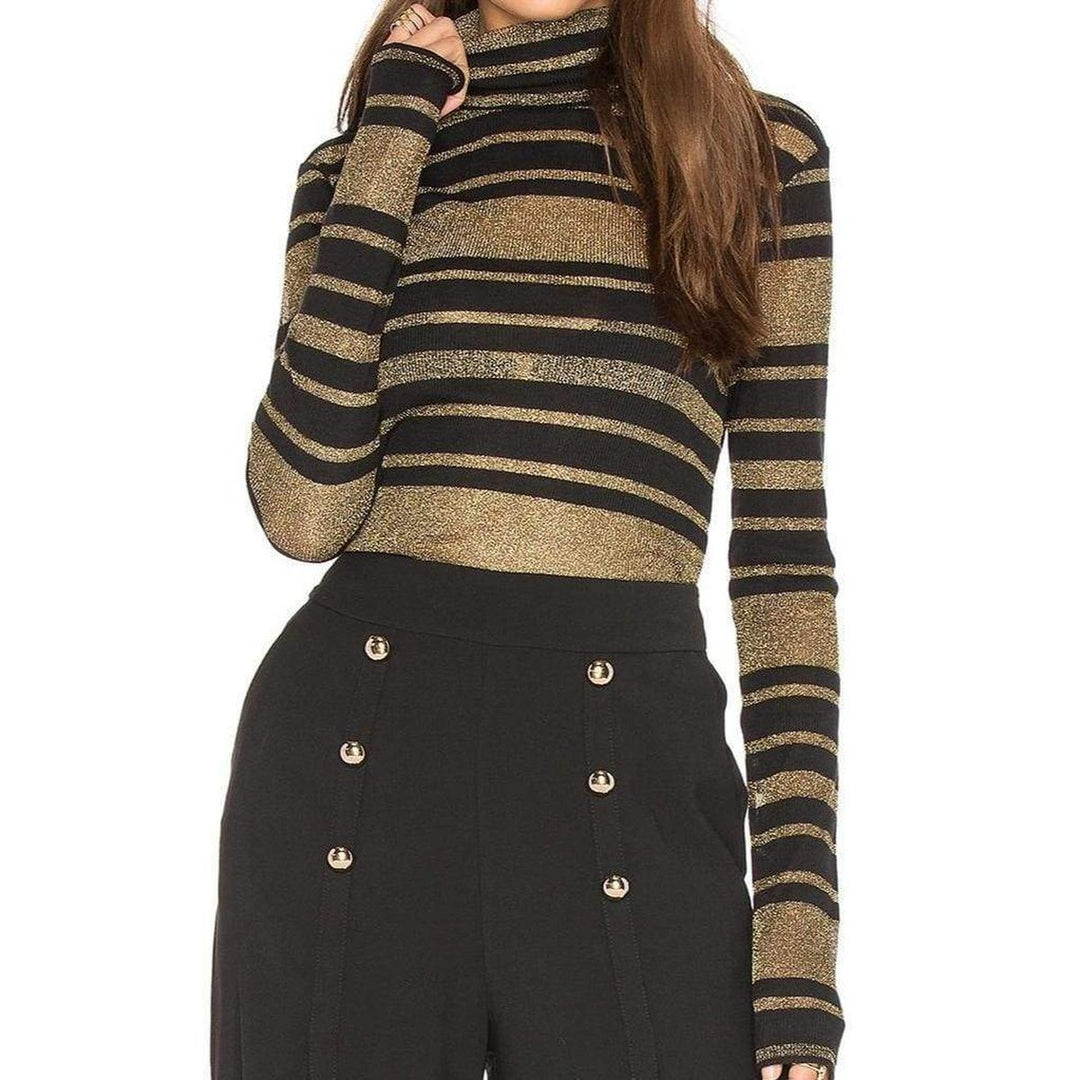 BCBGMAXAZRIA-Brinne Black And Gold Combo Tee - Runway Catalog