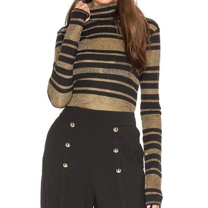 BCBGMAXAZRIA-Brinne Black And Gold Combo Tee - Runway Catalog