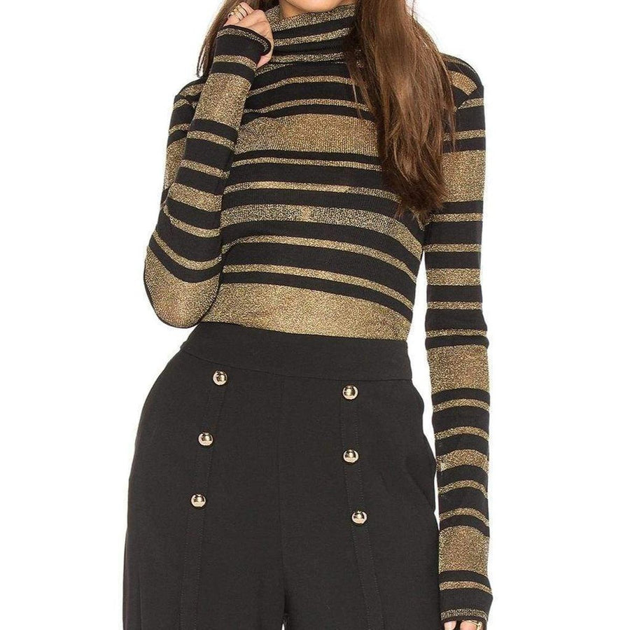 BCBGMAXAZRIA-Brinne Black And Gold Combo Tee - Runway Catalog