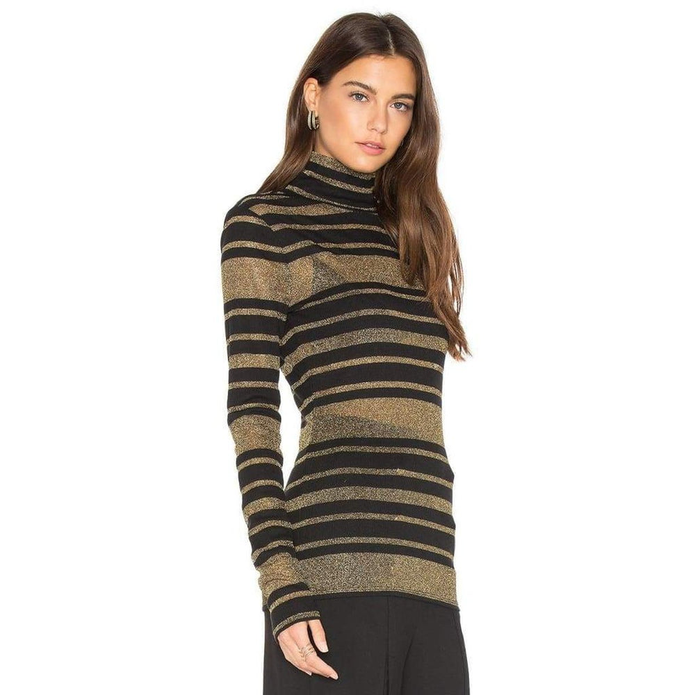 BCBGMAXAZRIA-Brinne Black And Gold Combo Tee - Runway Catalog