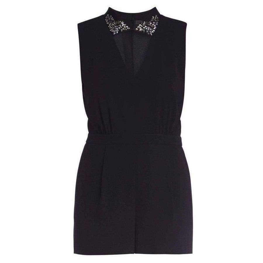 BCBGMAXAZRIA-Brittany Jewelled Collar Romper LMQ9C576-001 - Runway Catalog