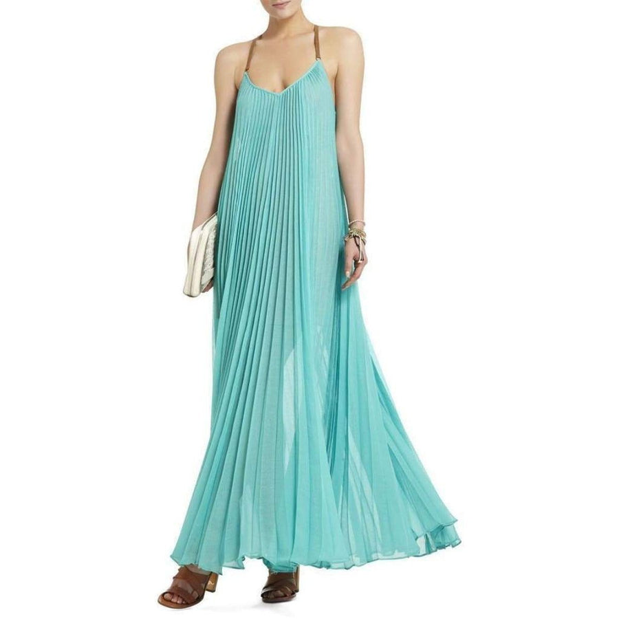 BCBGMAXAZRIA-Brynna Turquoise Sleeveless Maxi Dress - Runway Catalog