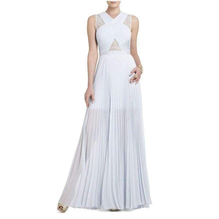 Caia Crystal Blue Chiffon Pleated Dress