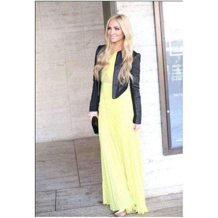 Caia Lemongrass Chiffon -Pleated Dress